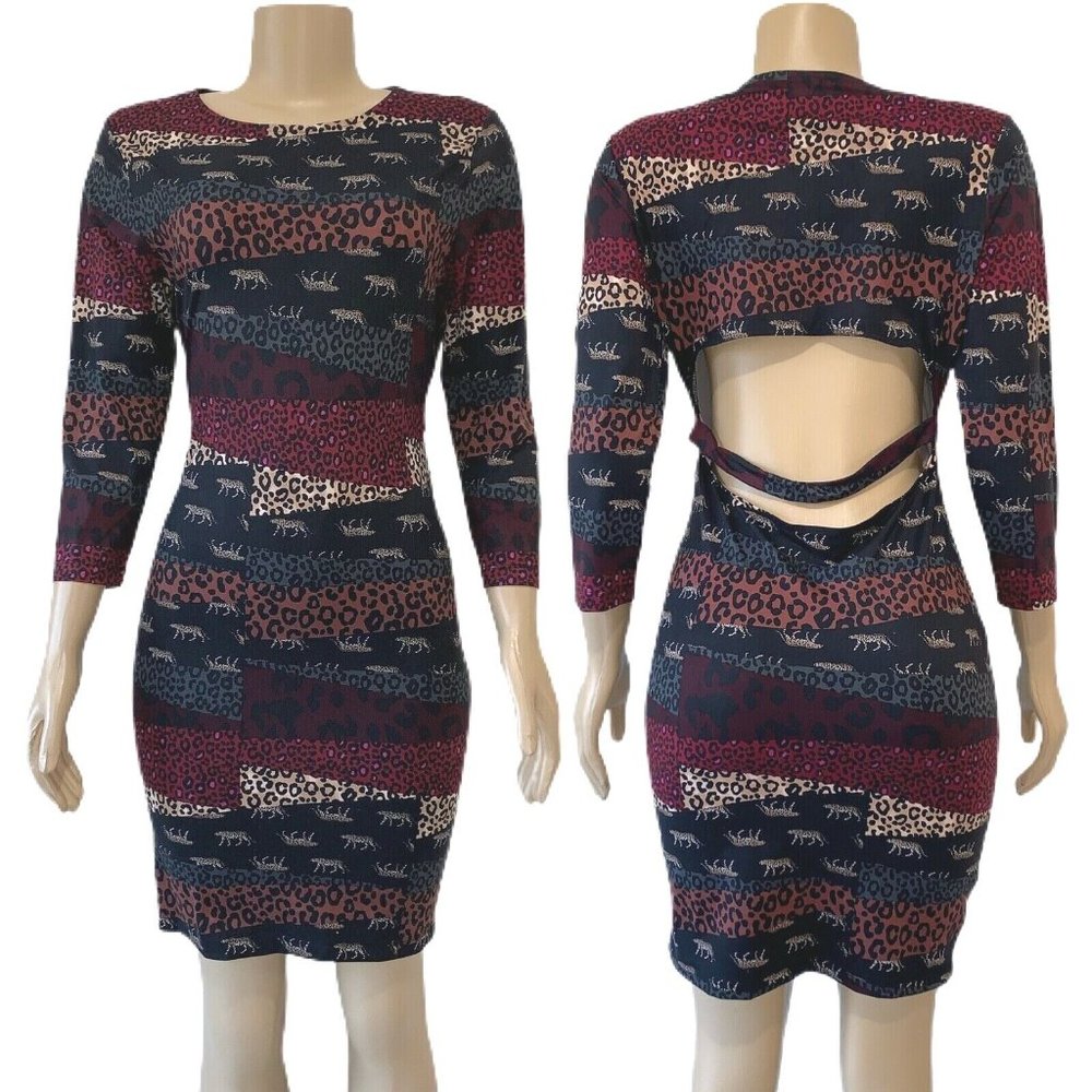 VICTORIAS SECRET Victoria Sport Open Strappy Back Animal Print Dress NWT sz S